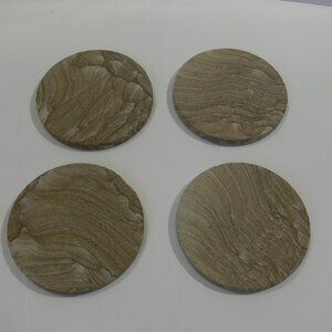 Stone coaster set of 4 Round Organic Cork Bottom NEW